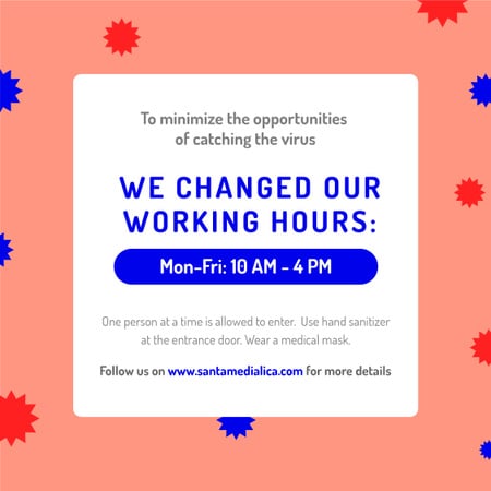 Plantilla de diseño de Working Hours Rescheduling during quarantine notice Instagram 