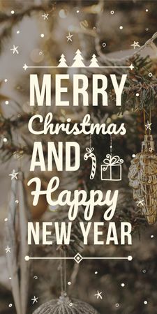 Modèle de visuel Christmas and New Year greeting with decorations - Graphic
