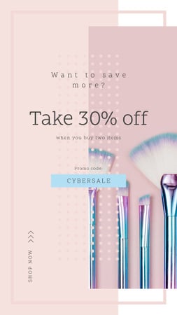 Cyber Monday Sale Makeup brushes set Instagram Story Πρότυπο σχεδίασης