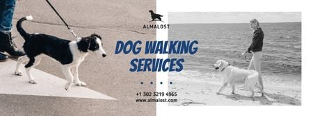 Dog Walking Services People with Dogs Facebook cover Design Template