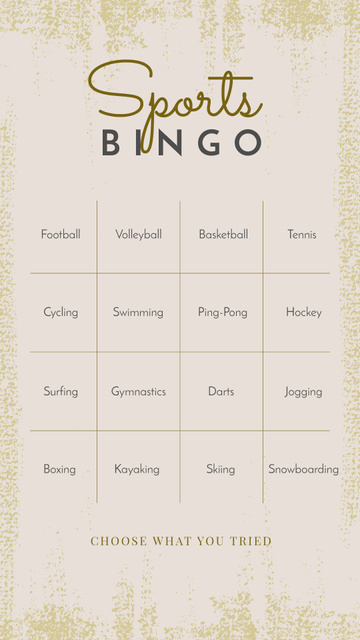 Template di design Sports Bingo check list Instagram Story