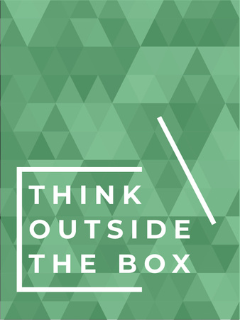 Think outside the box quote on green pattern Poster US Πρότυπο σχεδίασης