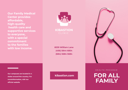 Family Medical Center Services Ad in Pink Brochure Modelo de Design