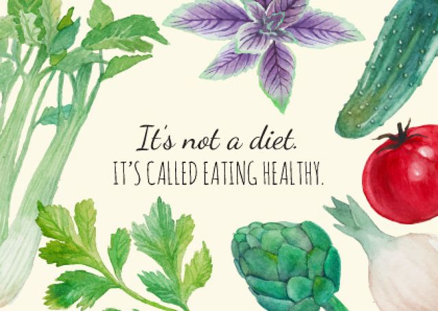 Plantilla de diseño de Healthy eating illustration Card 