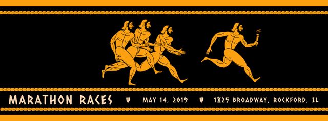 Marathon Race Announcement Runners in Ancient Style Facebook Video cover Design Template