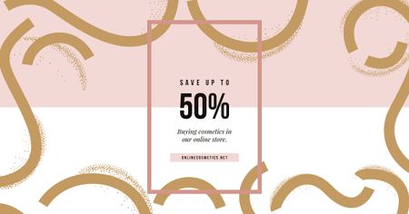 Designvorlage Sale Offer Pink and Golden Pattern für Facebook AD