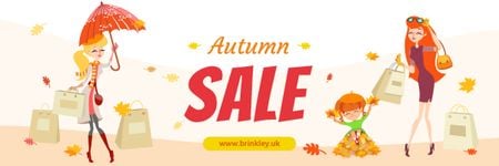 Plantilla de diseño de Autumn Sale Ad Women with Shopping Bags Email header 