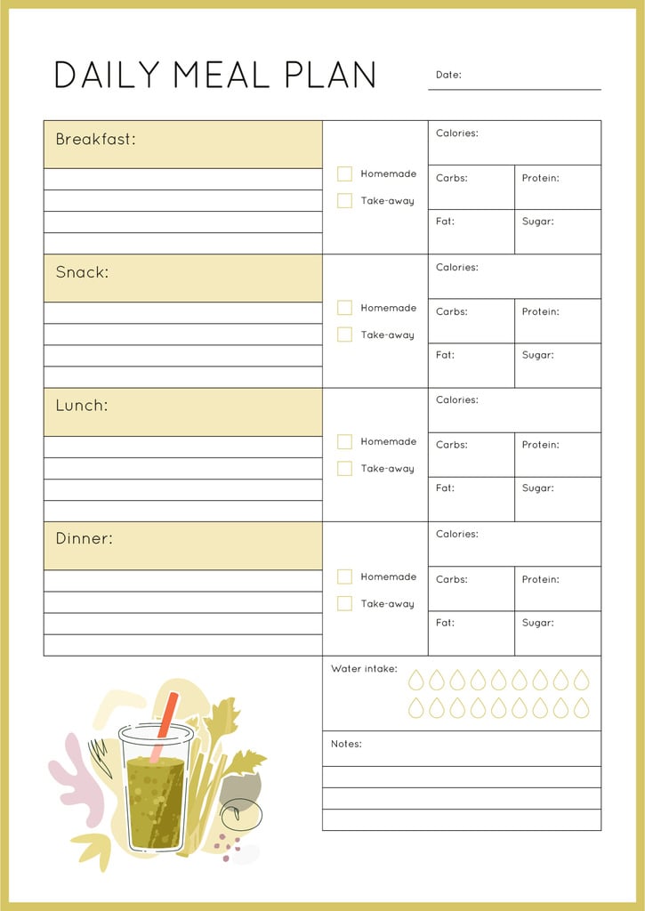 Plantilla de diseño de Daily Meal Plan with Smoothie illustration Schedule Planner 