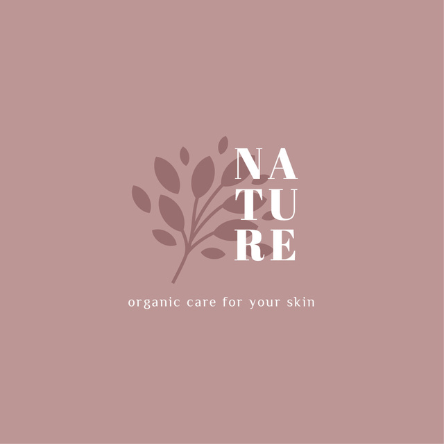 Skincare Ad with Plant Leaves in Pink Logo Design Template