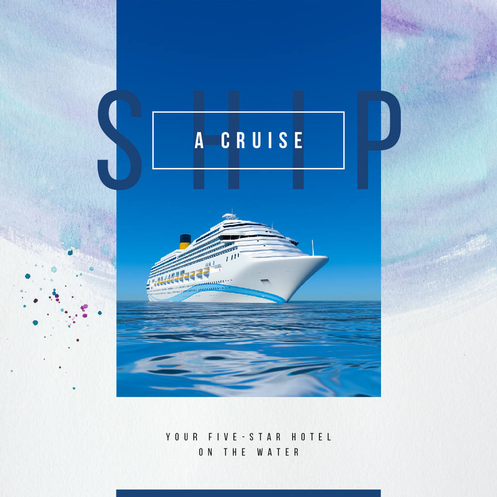 Cruise ship in sea view Instagram AD tervezősablon