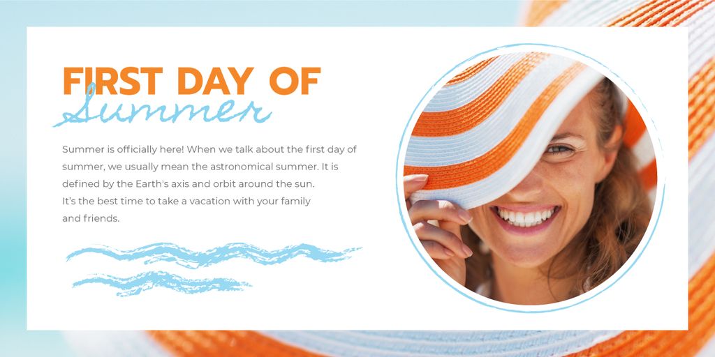 Plantilla de diseño de First Day of Summer with Beautiful Woman in Hat Image 