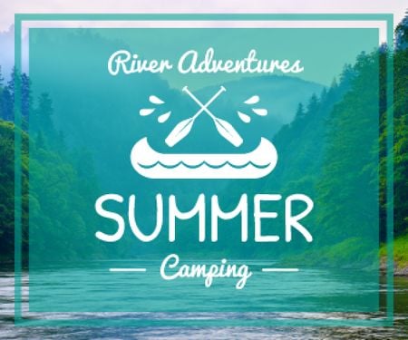 River Adventures at Summer Camp Large Rectangle Design Template
