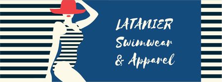 Woman in striped swimsuit Facebook Video cover – шаблон для дизайну
