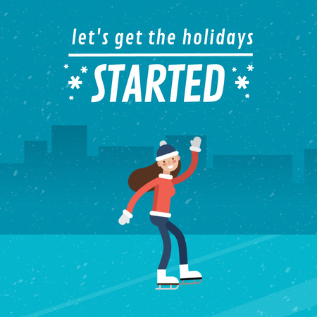Woman skating on ice Animated Post Design Template