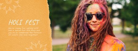 Indian Holi Festival Celebration Girl in Paint Facebook Video cover Modelo de Design