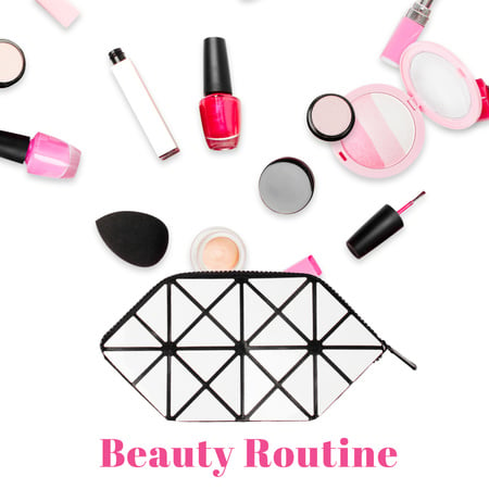 Plantilla de diseño de Beauty products filling cosmetic bag Animated Post 