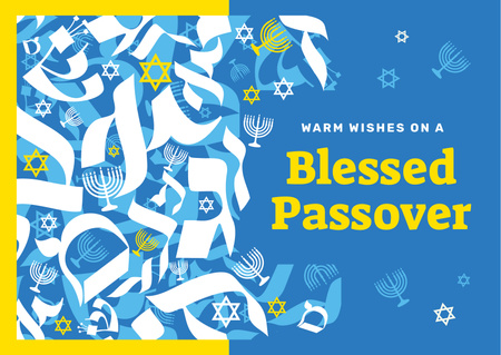 Ontwerpsjabloon van Postcard van Passover holiday symbols