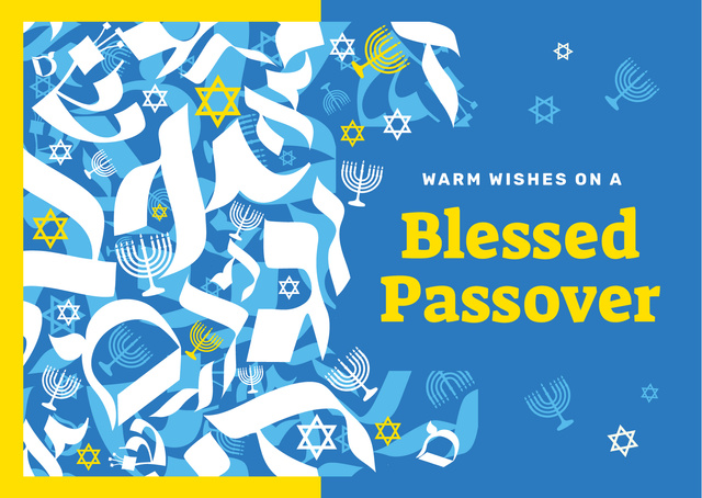 Designvorlage Passover holiday symbols für Postcard