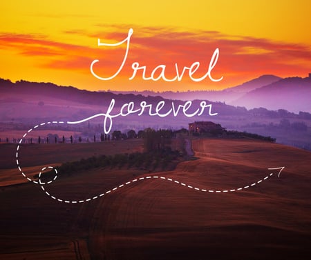 Platilla de diseño Travelling Inspiration Scenic Sunset Landscape Facebook