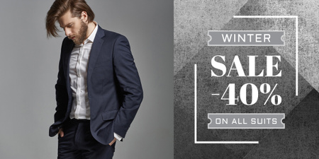 Suits sale Offer Twitter Design Template