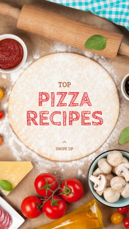 promoção restaurante com ingredientes pizza Instagram Story Modelo de Design