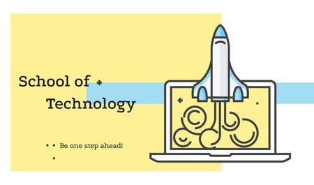 Template di design Technology School with Rocket Launching from Laptop Business card