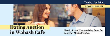 Dating Auction in Cafe Announcement with Couple Email header Šablona návrhu