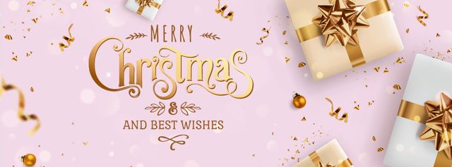 Plantilla de diseño de Christmas greeting with Gifts Facebook cover 