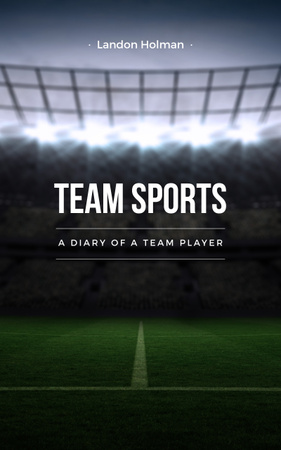 Diary of Team Player with Picture of Football Pitch Book Cover Design Template
