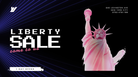Platilla de diseño Independence Day Liberty Statue in Pink Full HD video