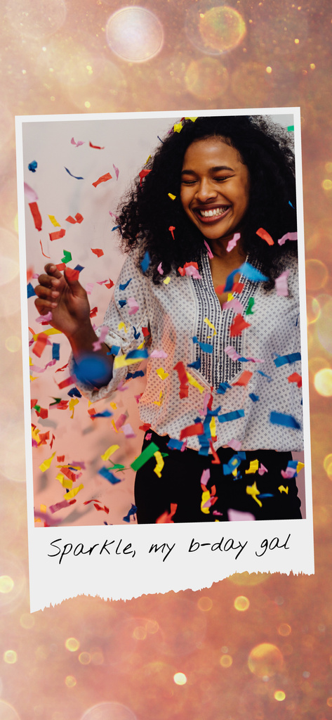 Platilla de diseño Birthday Celebration Girl Under Confetti Snapchat Moment Filter