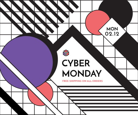 Platilla de diseño Cyber Monday sale on geometric pattern Facebook