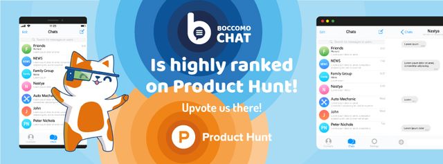 Product Hunt Campaign Chats Page on Screen Facebook cover Design Template