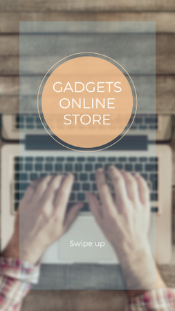 Gadgets Store ad with laptop at workplace Instagram Story – шаблон для дизайна