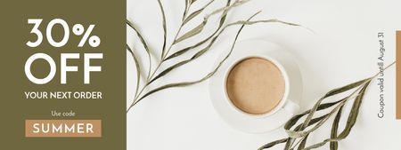 Modèle de visuel Discount Offer with Coffee and Leaves - Coupon