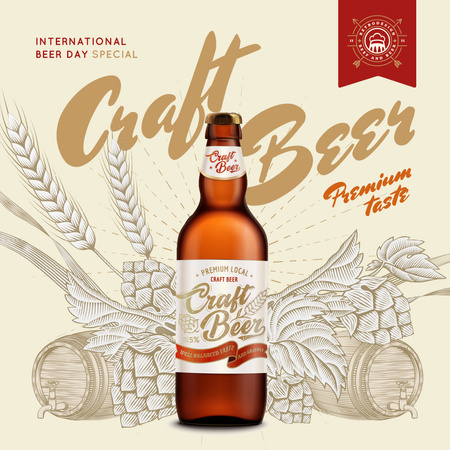 Cerveja artesanal em garrafa especial para o dia da cerveja Instagram Modelo de Design