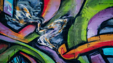 Wall with Colorful Graffiti Zoom Background Modelo de Design