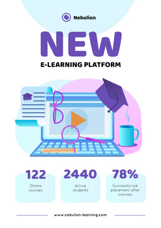 Online learning Platform Annoucement Poster tervezősablon
