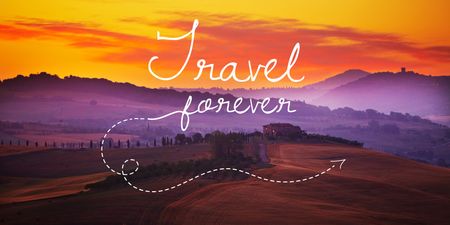 Motivational travel quote with Scenic Landscape Twitter Design Template