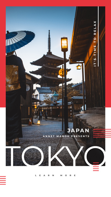 Designvorlage Tokyo city view für Instagram Story