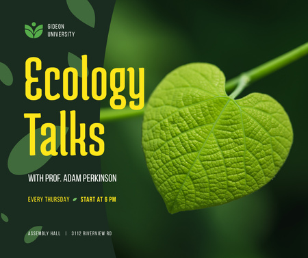 Ecology Event Announcement Green Plant Leaf Facebook Design Template