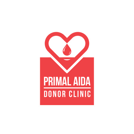 Clínica de doadores com ícone de coração em vermelho Logo Modelo de Design