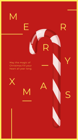 Designvorlage Weihnachtskarte mit Zuckerstange für Instagram Story