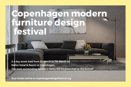 Ontwerpsjabloon van Gift Certificate van Modern furniture design festival Announcement