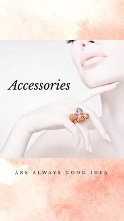 Jewelry Ad Woman in Precious Ring Instagram Story Modelo de Design