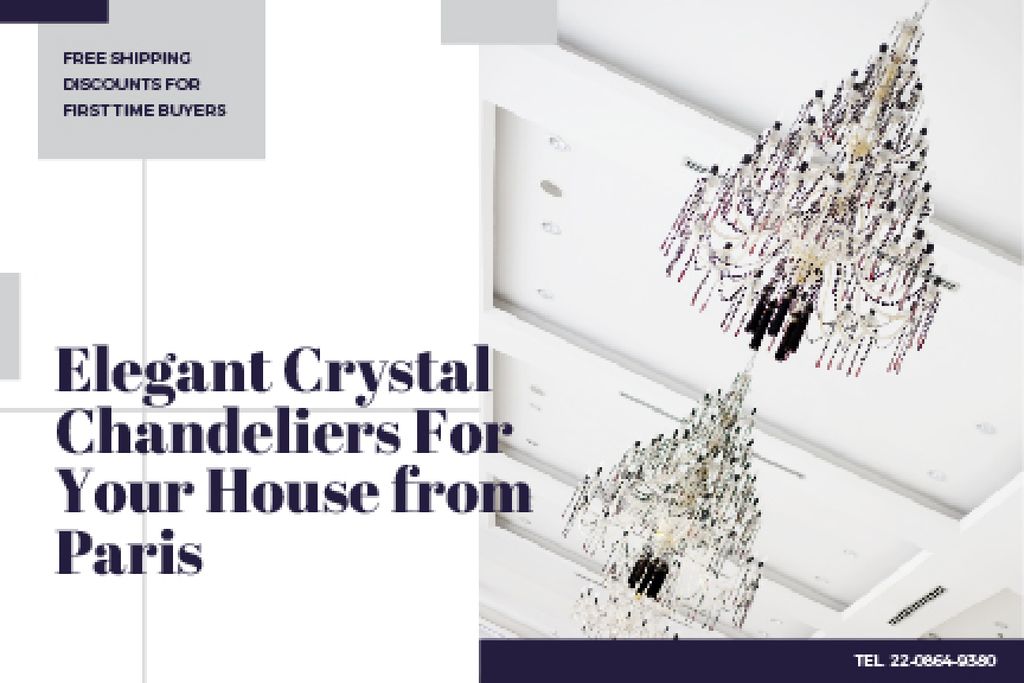 Szablon projektu Elegant crystal chandeliers from Paris Gift Certificate