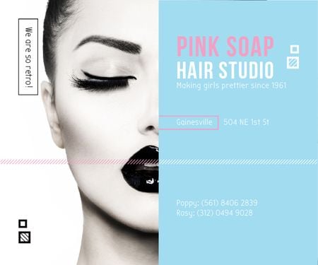 Pink Soap Hair Studio Large Rectangle Πρότυπο σχεδίασης