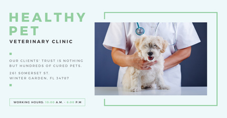 Pet veterinary clinic Ad with Cute Dog Facebook AD Tasarım Şablonu