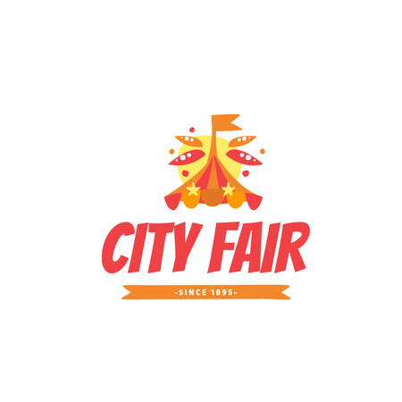 City Fair with Circus Tent in Red Logo Design Template