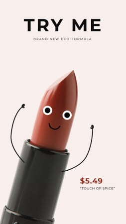 Ontwerpsjabloon van Instagram Video Story van Funny Cartoon Red Lipstick
